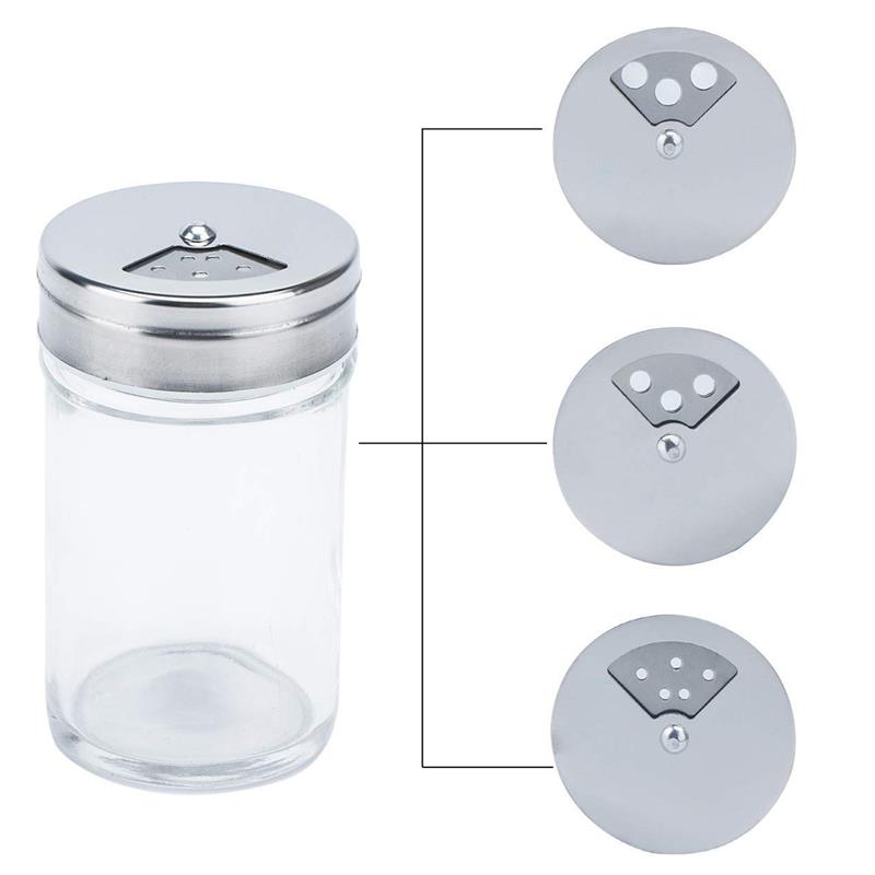 3/6Pcs Rvs Deksel Kruiderij Pot Kruiden Fles Glas Keuken Benodigdheden En Materialen Saltcellar Rotatie Regelgeving