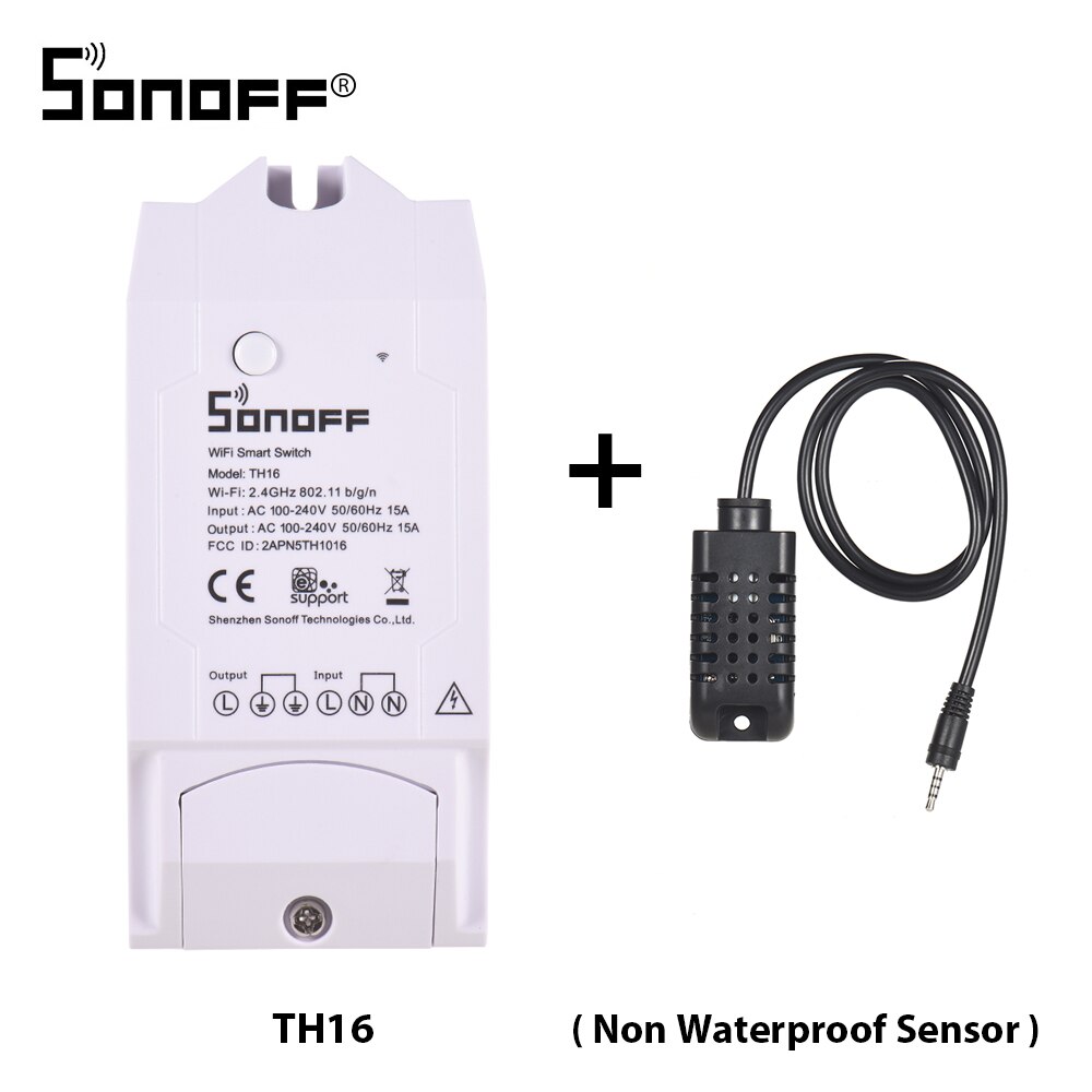 SONOFF – interrupteur intelligent sans fil WiFi, 15a, 3500W, TH16, contrôle de la température et de l'humidité, Kit domotique: vert clair