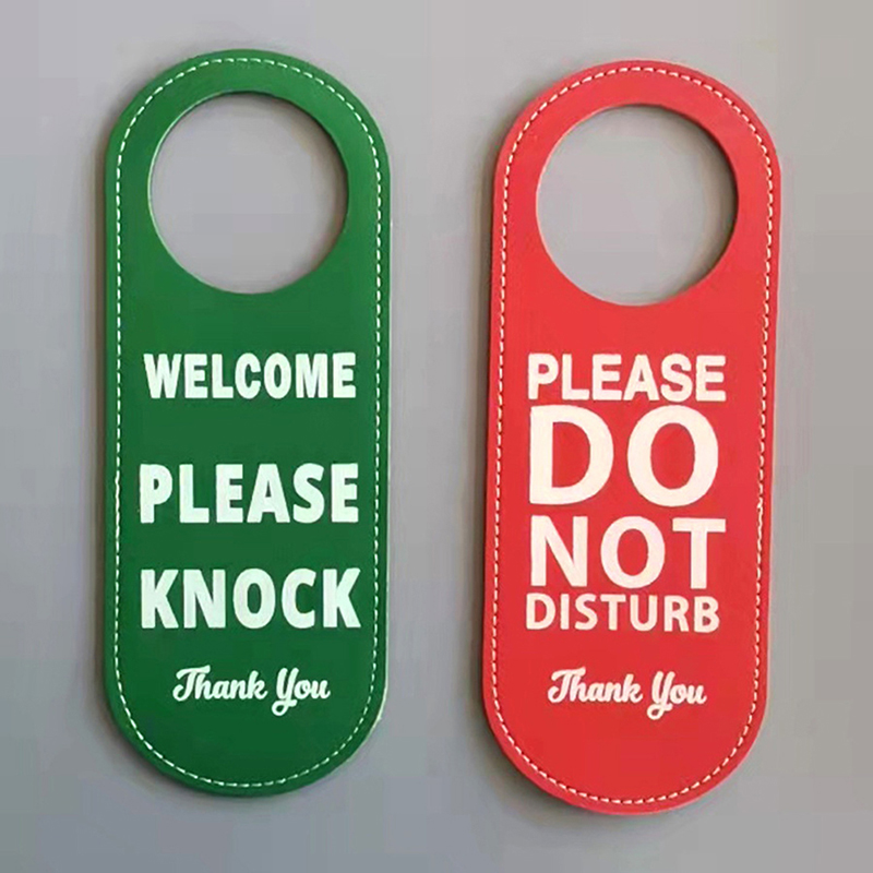 1PC Bulletin Board PU Leather Double-sided Door Sign Room Cleaning Label Door Hanger Tags Do Not Disturb Signs Door Knobs Hanger: Rose Golden