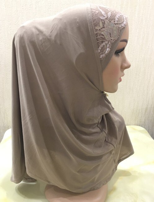 DIANRUO 60X60CM Women Decorative Lace Scarf turban Solid Shawls Pleated Headband Hijab Muslim Wraps Scarves scarf N405: 8