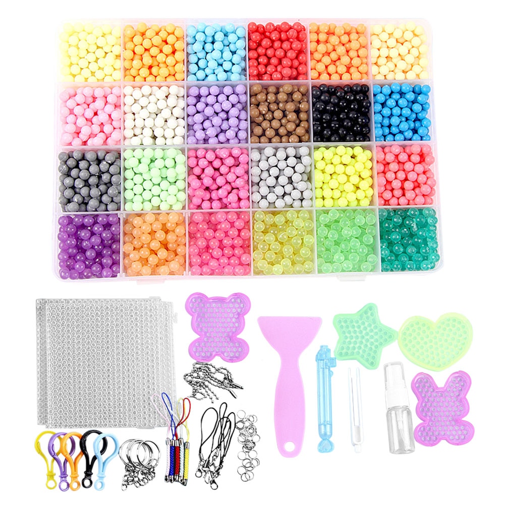 Funbeads 24 farver 3000 refill perler til aqua perle og beados kunst håndværk legetøj til børn klassiske perler og smykker