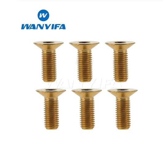 Wanyifa titan bolt  m6 x 10 15 25 30 35 40mm ti forsenkede skruer unbrakon flatt hode for sykkel tilbehør