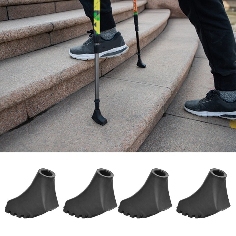4 Stks set Zwart Wandelstok Tips Rubber Protectors Vicedeal 4 Stks set Zwart Wandelstok Tips Rubber Protectors Vicedeal