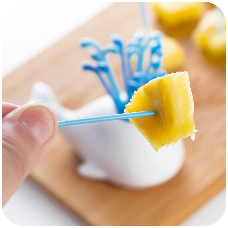 Conjunto de 1 Juego de ballena blanca Beluga, accesorios de cocina, herramientas de dispositivos de cocina de frutas para verdura, decoración para el hogar, para fiestas, salas de estar, juego de tenedor de fruta