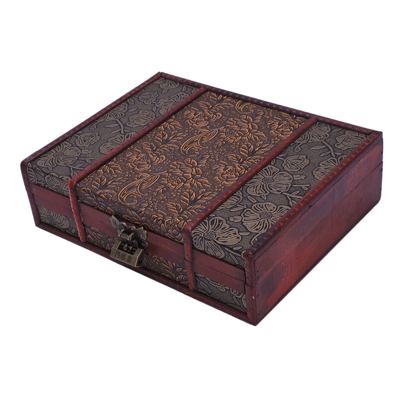 Caja de madera para guardar joyas, caja grande de madera Vintage con cerradura de Metal, de boda, embalaje, decoración Manual para escritorio