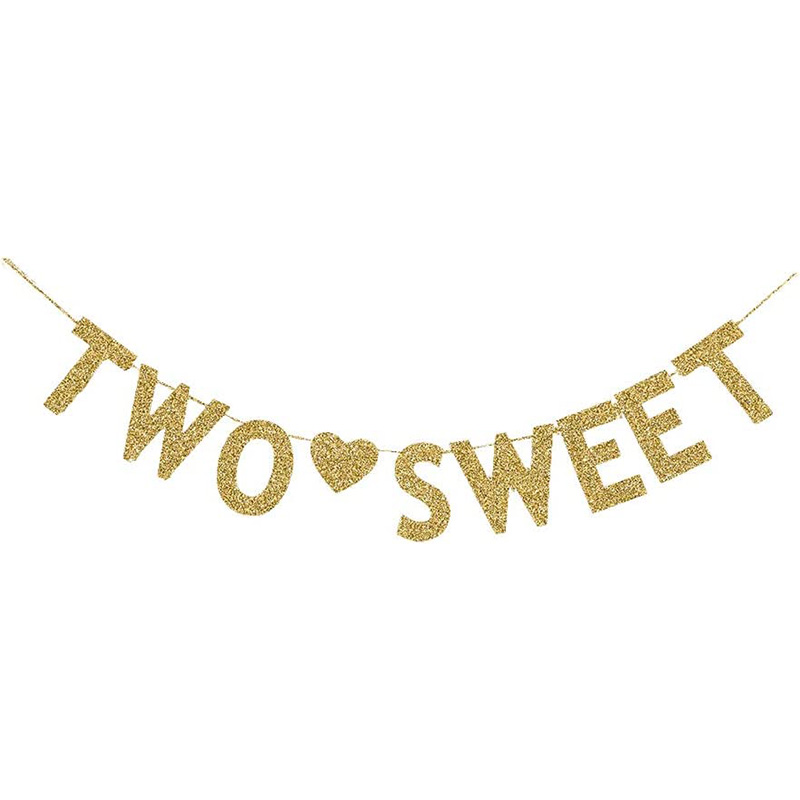 Born two be wild flash-banner, toårsbanner , 2nd fødselsdagsfestdekoration (guld): Lysegul