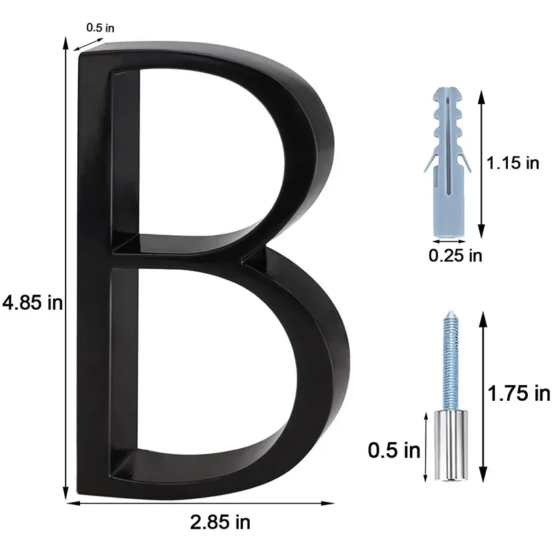 5 tommers flytende husnummer bokstaver store moderne døralfabet hjem utendørs svarte tall adresseplakett dashbord skilt  #0-9 a b: Solbrun