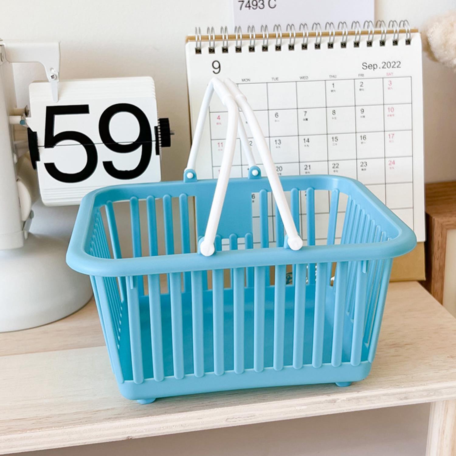 Panier de courses pour enfants, panier d'épicerie avec poignées, petits paniers de courses au détail pour de fête, organisateur de cuisine, panier à linge: BLEU CIEL