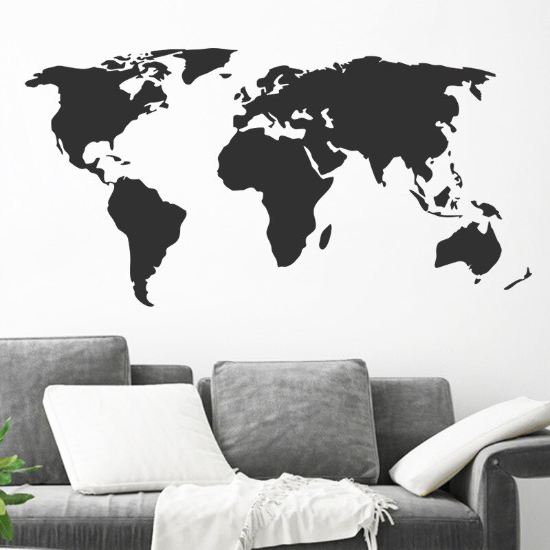 Black World Map Wall Stickers Living room Bedroom Wall Decor Kids room Vinyl Wall Decals Art Wallpaper Home Decoration