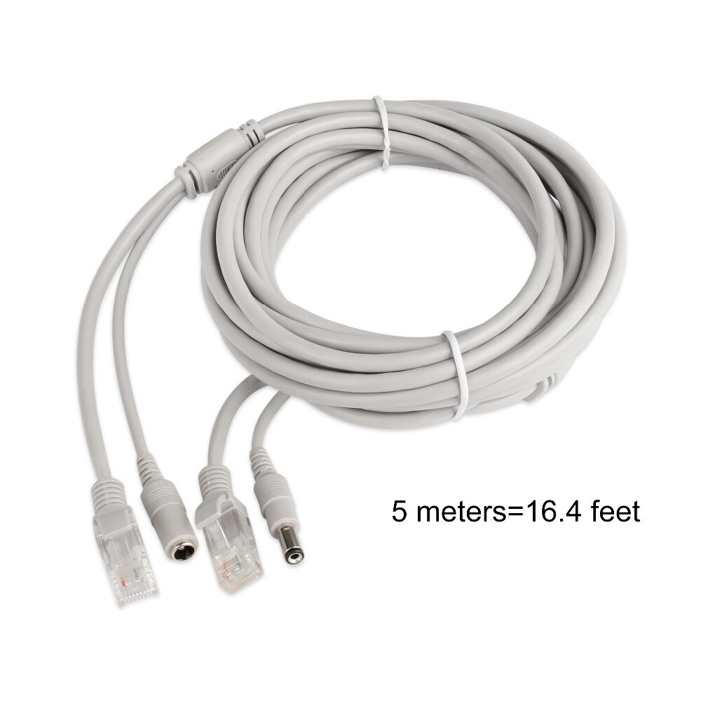 Escam 30m/20m/15m/10m/5m rj45 + dc 12v power lan -kaapeli verkkokaapelit cctv-verkon ip-kameralle