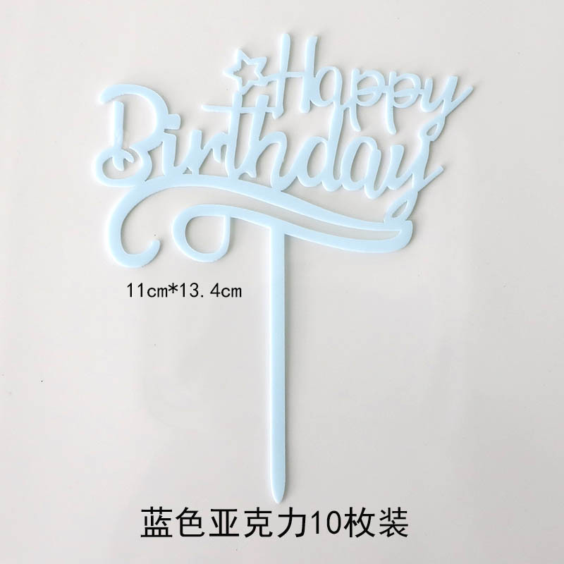 10Pcs Gold Black Happy Birthday Cake Topper DIY Acrylic Letter Simple Kids Birthday Party Dessert Decoration Supplies