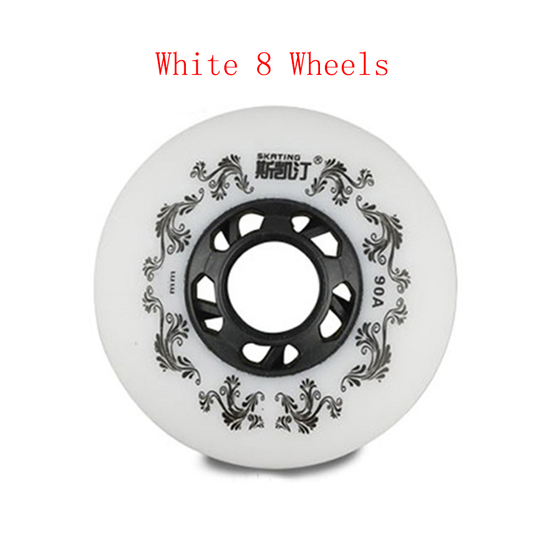 Japy Schlittschuh 90A Inline Rollschuhe Räder Slalom Bremsen Rollschuh Räder Für Straße Schiebe Freies skaten Patins Schuhe Rad: Weiß / 80mm