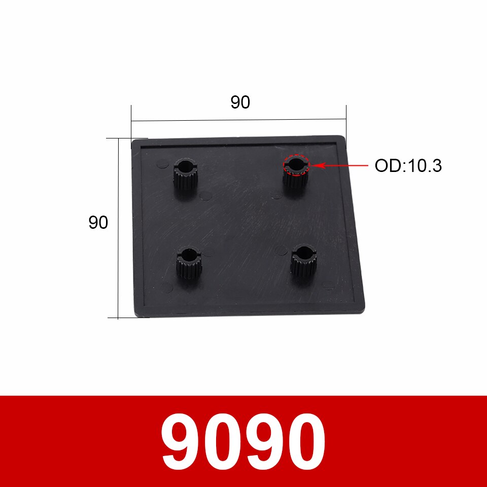 Plaque de couverture de capuchon d&#39;extrémité, profilé aluminium en Nylon noir pour Extrusion d&#39;aluminium EU /2040/3030/4040/4080/4545/5050/6060/100100 10 pièces: 9090