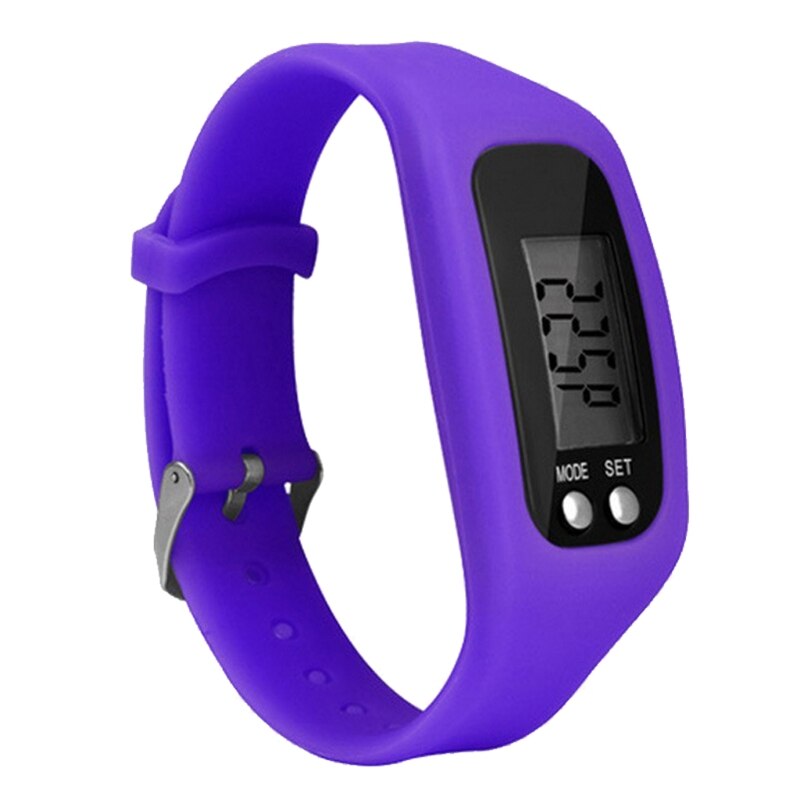 Display Fitness Gauge Step Tracker Sports Smart Wrist Watch Bracelet LED Pedometer Run Step Walking Calorie Counter: Purple