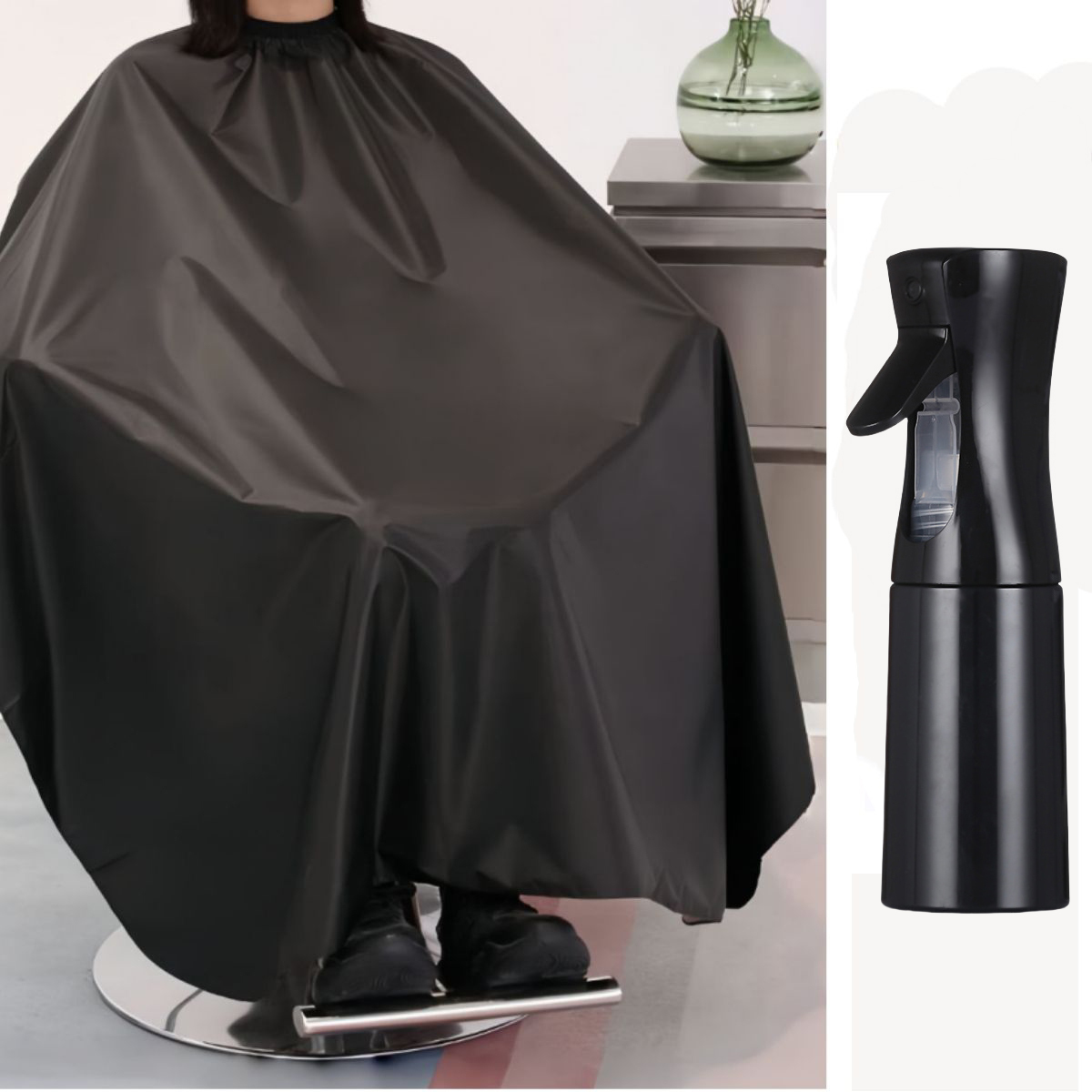 Capa de peluquero de salón negra para hombres y mujeres, capa de corte de pelo, capa de peluquería, delantal de corte de pelo, champú para el cabello, herramientas de tinte, accesorios: Gris claro
