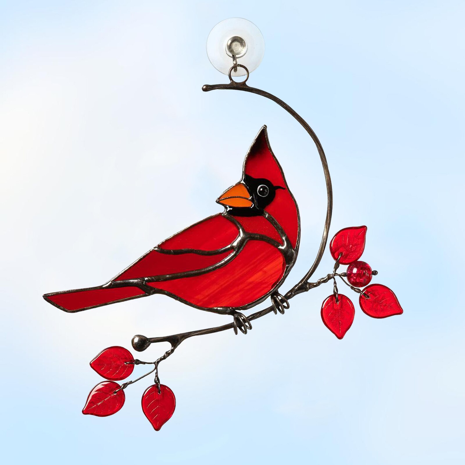 Cardinal Bird Stained Glass Ornament Craft Home Window Decorat