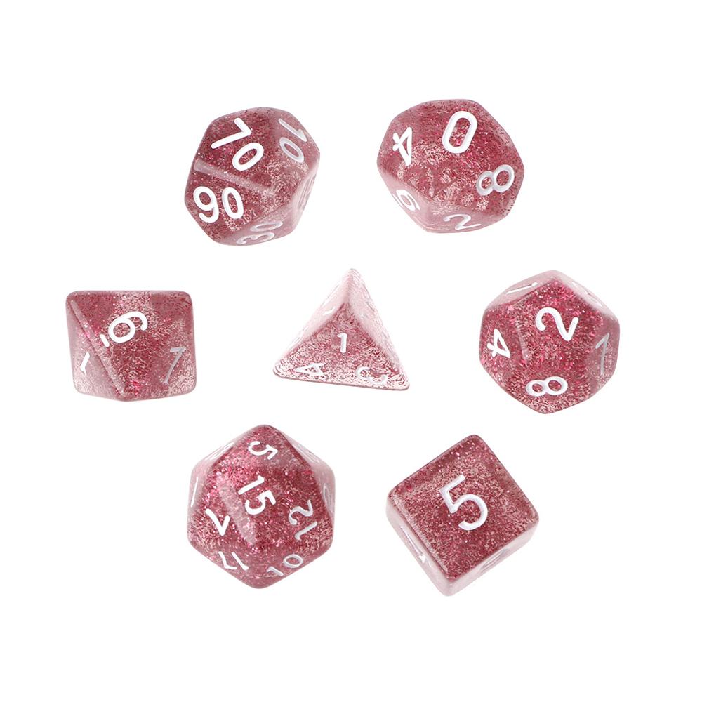 7Pcs Twinkling Polyhedral Dice For Dragon Pathfinder D20 D12 2xD10 D8 D6 D4