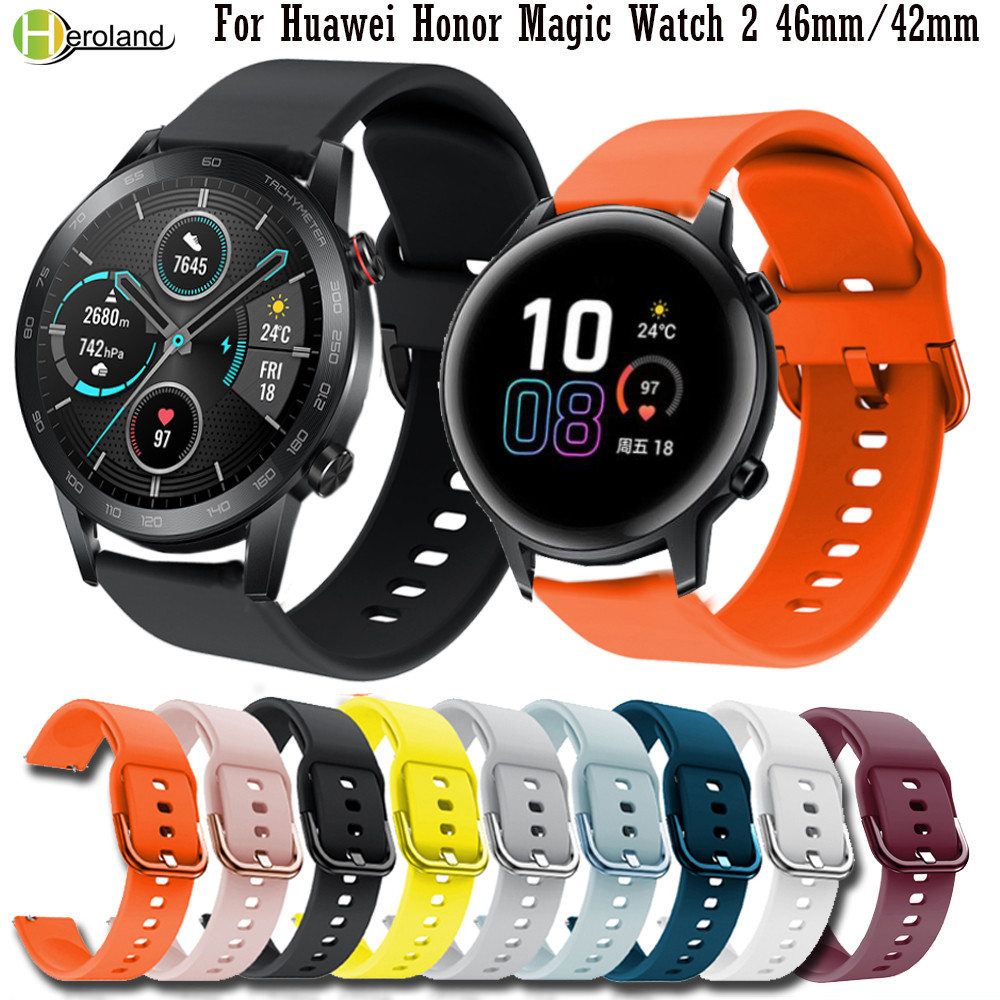 Silicone 20mm 22mm bracelet de montre pour Huawei honneur montre magique 2 42MM 46MM Sport bracelets intelligents pour huami Amazfit Stratos 3