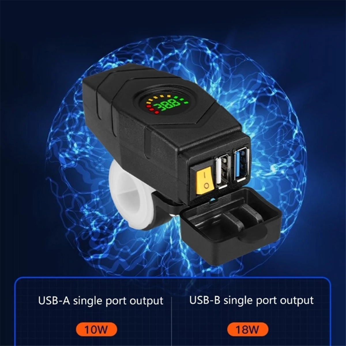 C1FB 20-80V E-bike stuur USB-oplader 24V 36V 48V 60V QC3.0 snelladeradapter (rood licht)
