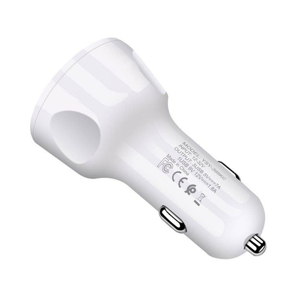 Qc 3.0 Fast Charging USB Three-port Car Charger Practical Portable Charger Durable Car Charger: White