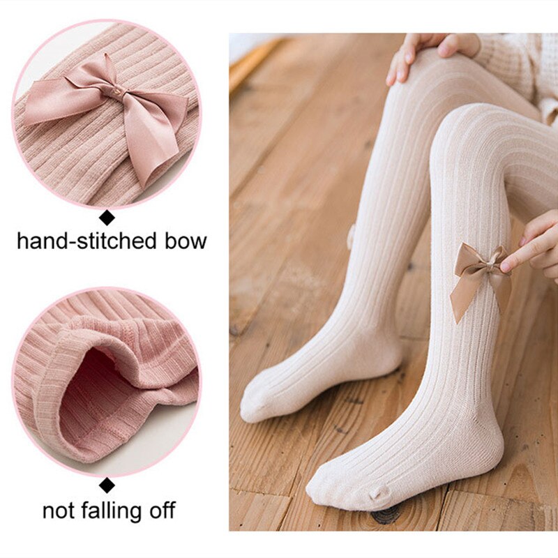 freundlicher Strumpfhosen Bowknet Prinzessin Baby Strumpfhosen Frühling Herbst Mittel Dicke Gekämmte Baumwolle Strumpfhosen Für Mädchen Strumpf