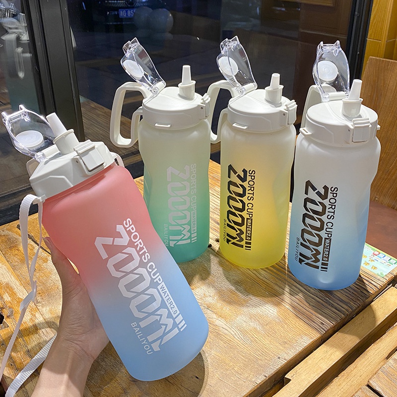 Borraccia sportiva mezzo gallone/68 una volta con cannuccia viaggi tutto&#39;aperto arrampicata bottiglie d&#39;acqua per biciclette tazze da palestra