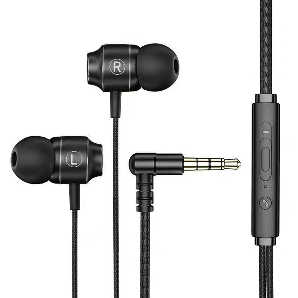 Magnetische kabelgebundene Kopfhörer aus Metall, 3,5 mm L-Buchse, HiFi-Stereo-Kopfhörer, Rauschunterdrückung, Gaming-Headset mit HD-Mikrofon für alle Smartphones