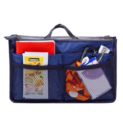 Ladies Organizer Bag Multi Functional Cosmetic Storage Handbag Bags Women Travel Makeup Insert Purse: Blue