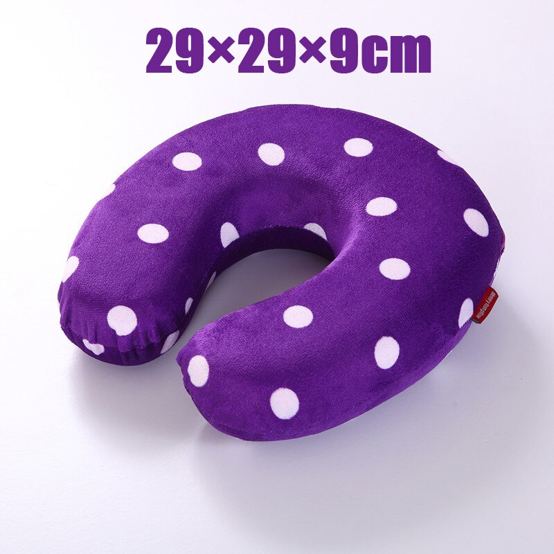 U form latex minne skum resekudde ortopedisk hals kontor / massage / resekuddar almohada anti-ronquido med sammet rock: Lila