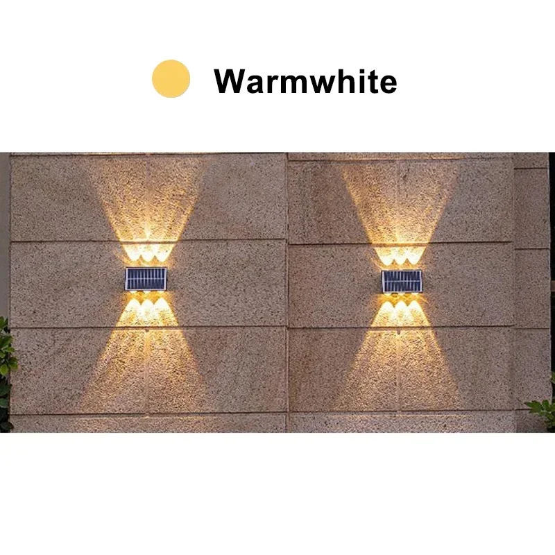 LED-wandlamp op zonne-energie Buiten waterdichte verandaverlichting Bovenste onderste spotlight Straatlantaarn op zonne-energie voor balkon Binnentuin: Warm White / 11-15W
