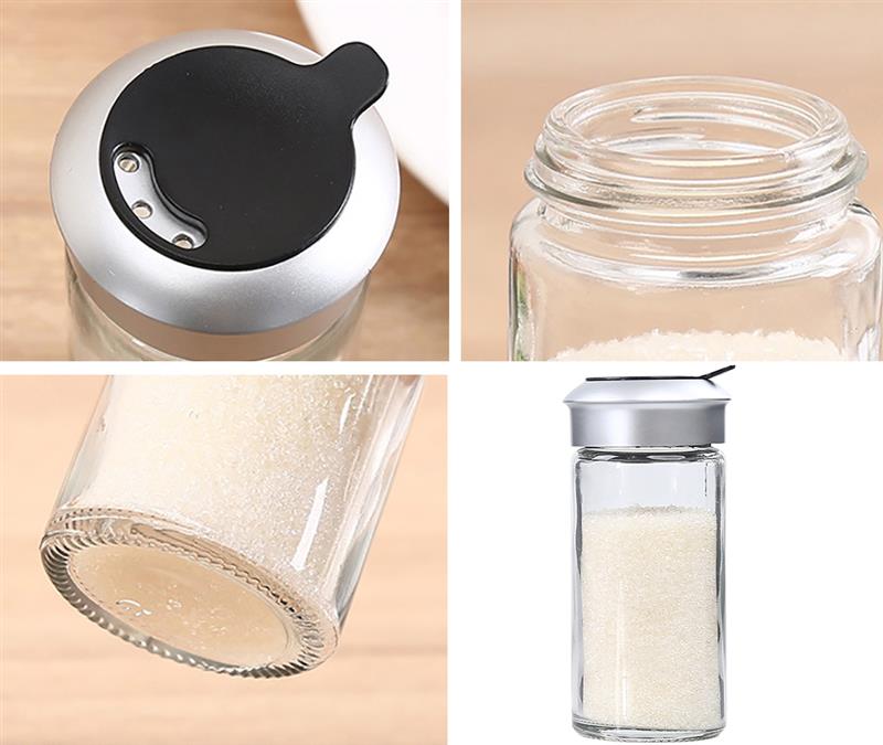 10 stk gjennomsiktig glass kjøkkenutstyr krydder pepper shaker krydderkrukke roterende deksel krydderkanne salt sukkerflaske