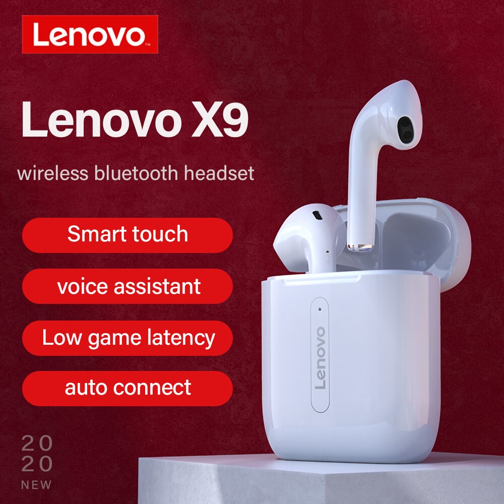 Lenovo-auriculares inalámbricos X9 con Bluetooth 5,0, cascos deportivos a prueba de sudor con Control de dos toques, HD, para Android e iOS