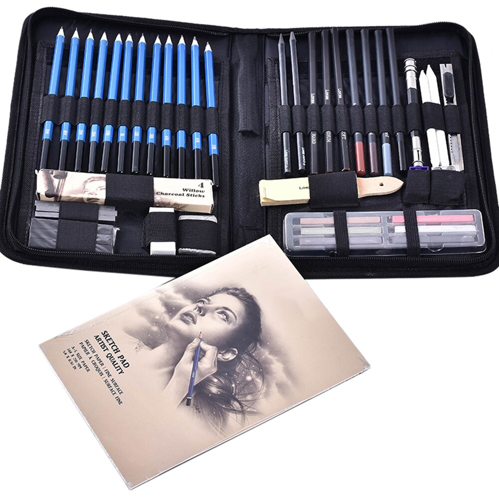 48pcs Sketching Drawing Pencils Kit with Carry Bagdrawing pieces pencil set office tools set Art Painting Pencil