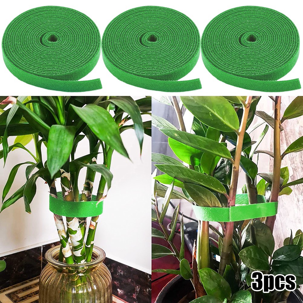 3 pak bindebånd plante binder krog & amp; loop haven støtter bambus stok wrap støtte plante bandage binde hovedtelefoner line kabel organizer