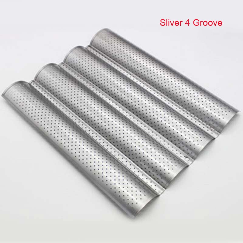 French Bread Baking Mold Bread Wave Baking Tray Practical Cake Baguette Mold Pans 2/3/4 Groove Waves Bread Baking Tools: Sliver 4 Groove
