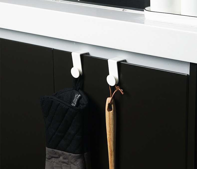 4PCS Kitchen Free Punching Strong Seamless Hook ABS Cabinet Door Back Hooks