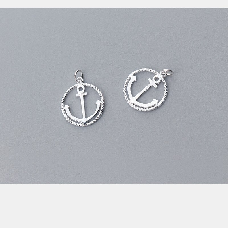 Uqbing 100% 925 Sterling Zilver Populaire 13 Mm Ronde Anker Hanger Dangle Charm Fit Vrouwen Armband Kettingen Diy Sieraden