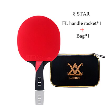 LOKI 8 Star Super Sticky Table Tennis Racket PingPong Bat Competition Level Ball Control Type Ping Pong Paddle: Long handle