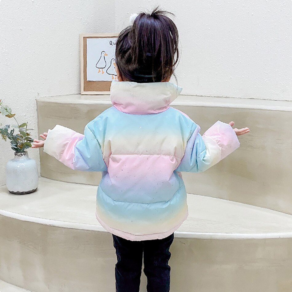 Roupas da menina do bebê 2-8 anos de idade inverno acolchoado jaqueta quente jaqueta moda das crianças gola alta jaqueta meninas colorido