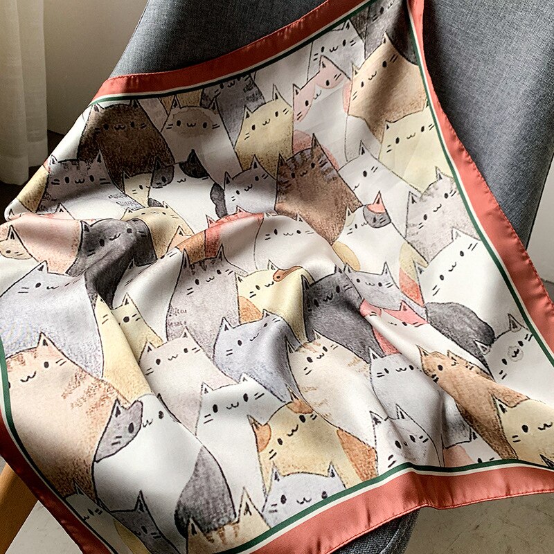 Luksus tørkle silke hårskjerf til kvinner skrive ut bandana hode sateng skjerf 53*53cm små pannebånd hals skjerf til damer: 05