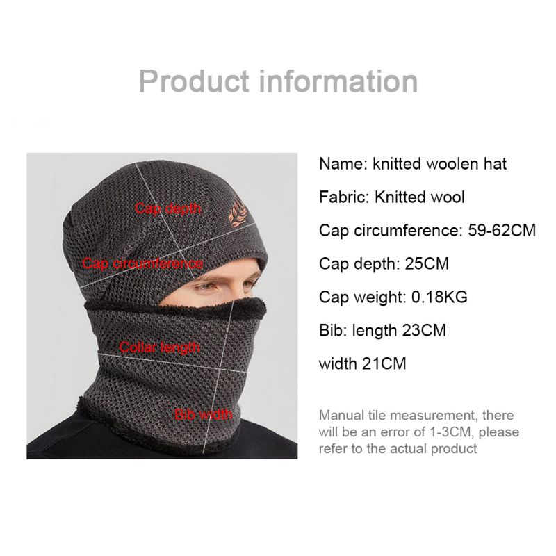 Gorro de punto para hombre de Otoño Invierno, conjunto de bufanda, gorro más cálido, grueso, térmico, mullido, cálido gorro de senderismo, gorros, gorro