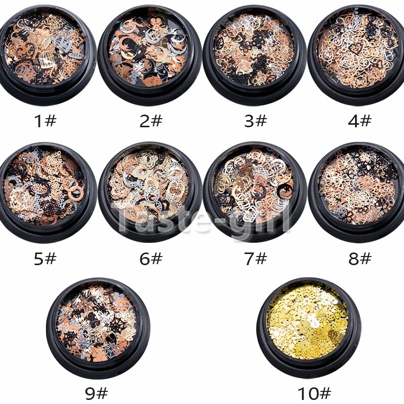 1garnek boże narodzenie metalowe ozdoby robić paznokci folia cekiny paznokci kawałek naklejki naciśnij na sztuczne paznokcie akcesoria manicure dostarcza narzędzie