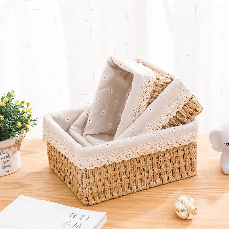 Rieten Opbergmanden Geweven Keuken Organizer Box Wasmand Snack Speelgoed Opbergdozen Bureau Accessoire Room Decor