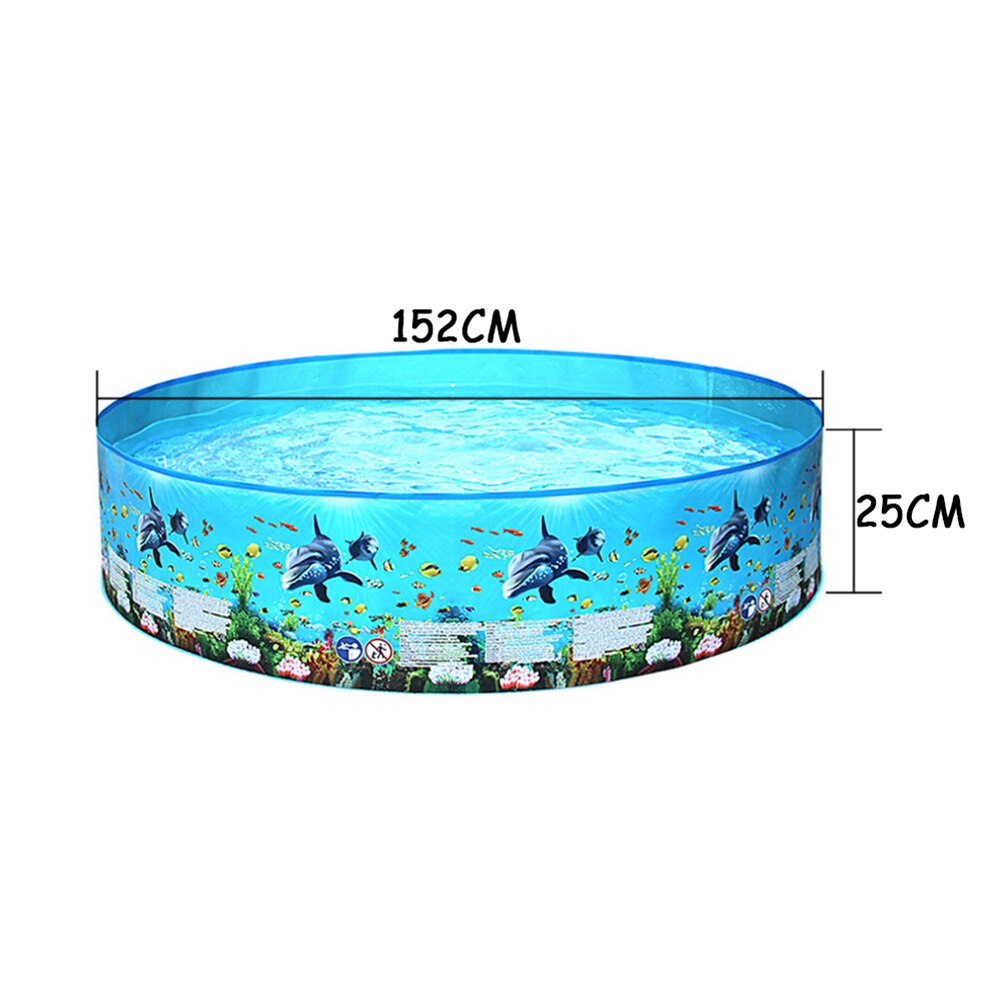 Marine Pattern Swimming Pools Outdoor Backyard Foldable Kids Water Pool Outdoor Water Floating Family Swimming Pools: 152x25cm