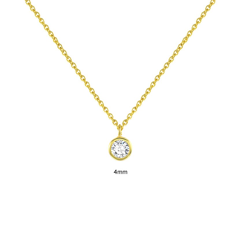 Aide-Collares con colgante de circón redondo brillante para mujer, de Plata de Ley 925, Gargantilla de cadena, collar llamativo, de joyería