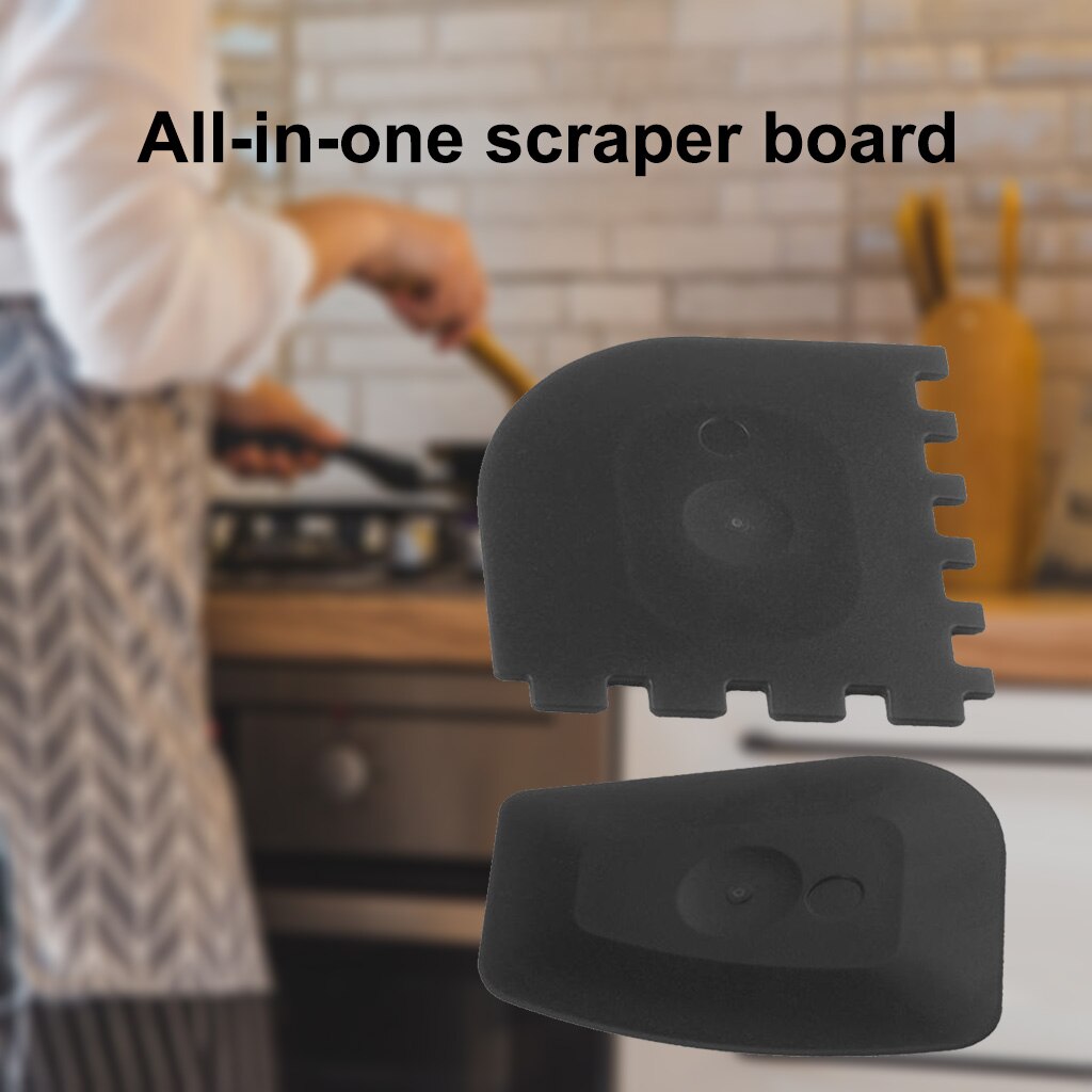 Pan Scrapers, 2 Pack Pan Scraper Set Thicker Plastic Durable Pan Cleaner Tools for Cast Iron Skillets,Cookware Pans: Black