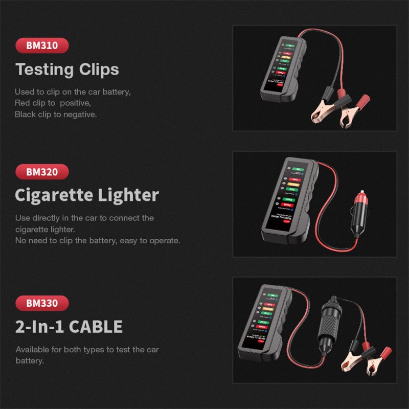 Digital 12V Battery Tester Six LED Display Alternator Electronic Load Test Car Truck Motorcycle Junk Cell Test Tool Instruments