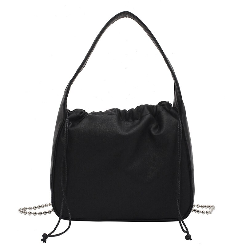 Simple Chain Lederen Crossbody Tassen Voor Vrouwen Handtassen En Portemonnees Vintage Schouder Messenger Bags: Black