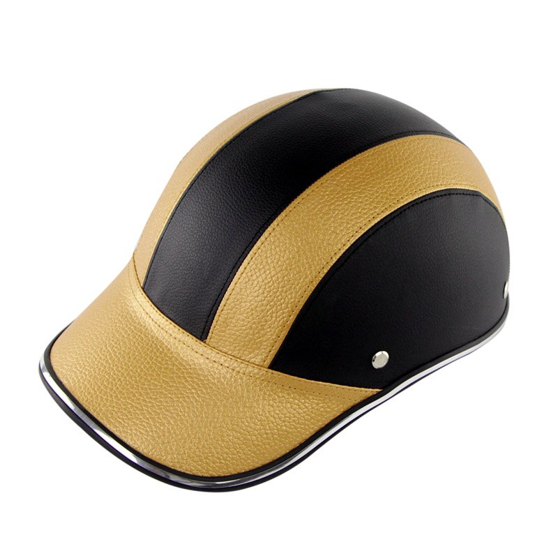 Motorcykel hjelm halv åben ansigt baseball cap åndbar aftagelig foring justerbar stap  h7jp: Guld