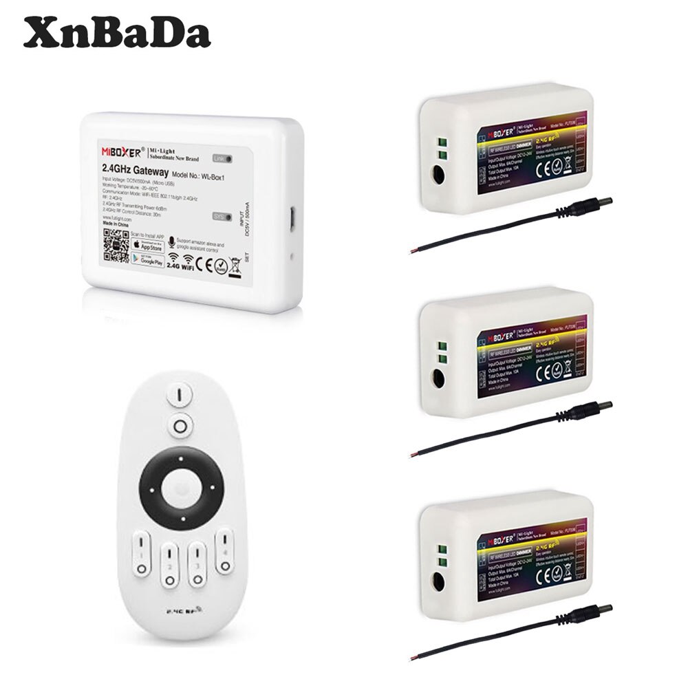 Milight LED Controller Kit FUT007 Remote 2.4G 4-Zone Dimmer Controller WL-Box1 WIFI For 2835 5050 Single Color Light DC12-24V: Combination 3